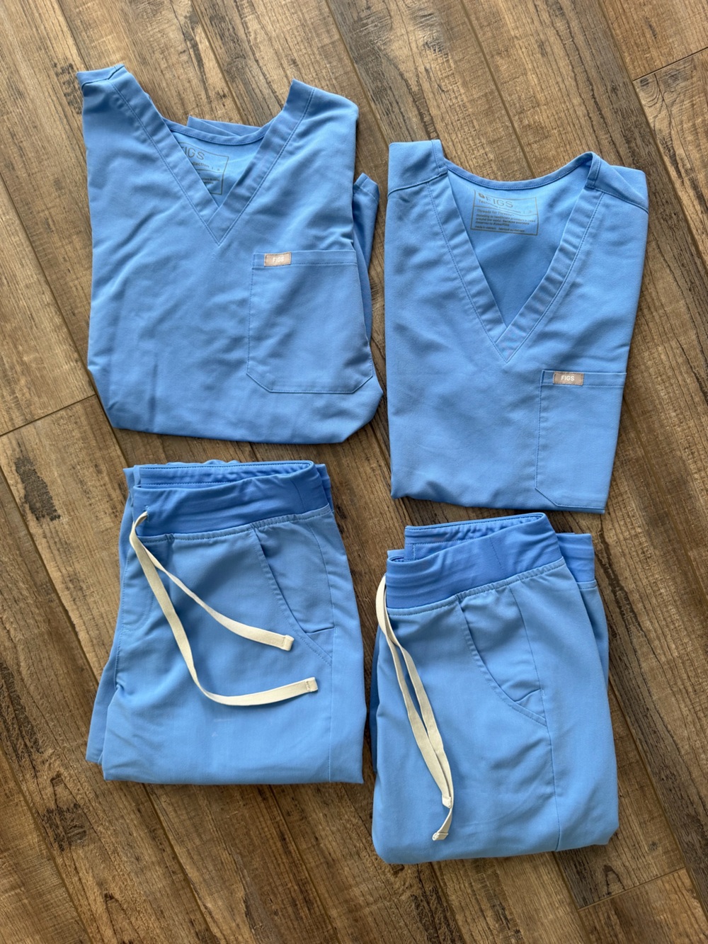 Light Blue Figs Scrub Set Bundle
